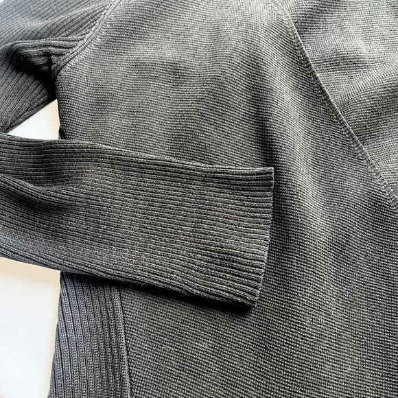 EILEEN FISHER PETITE BLACK COTTON SILK OPEN MID-LENGTH CARDIGAN - PM - Picture 6 of 8